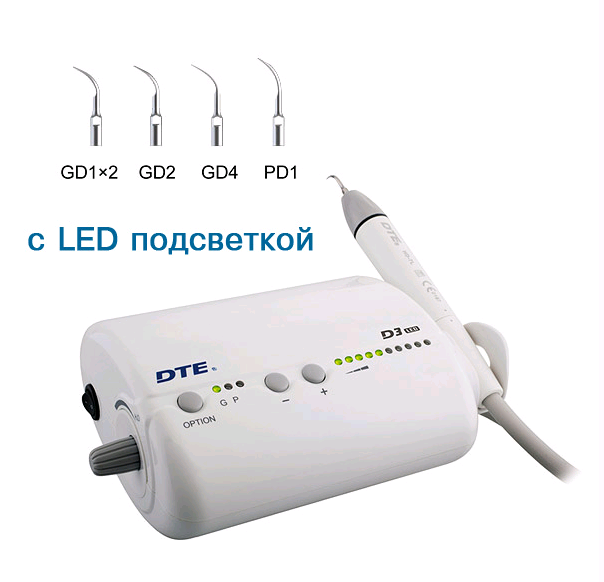 Скалер ультразвуковой Woodpecker DTE-D3 LED, 5 насадок в комплекте (GD1x2, GD2, GD4, PD1)